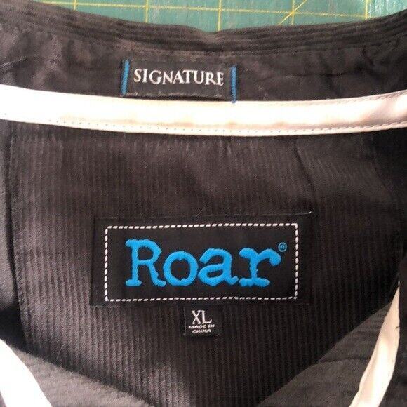 ROAR Signature Men`s Black Long Sleeve Shirt size XL logo topstitched button - Picture 3 of 7